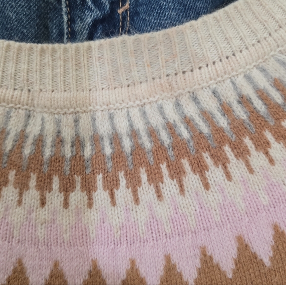 Boden Edie Fair Isle Sweater In Camel Melange Fair Isle XL Crewneck Camel Pink - Picture 10 of 10
